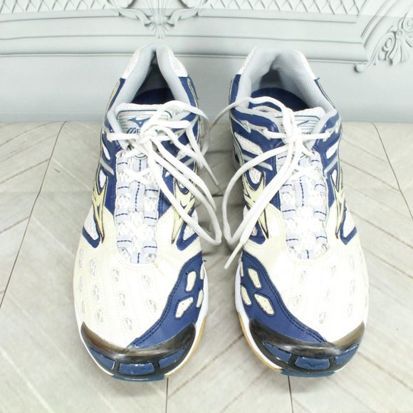 Mizuno Wave Lightning 3 Blue White Leather Mesh Volleyball Shoes US 11.5 - Picture 5 of 9